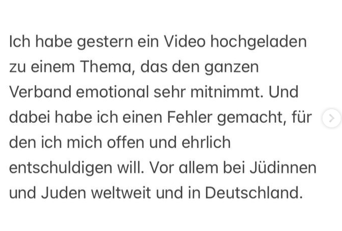 Mit diesen Worten versuchte Nietzard, den angerichteten Schaden zu begrenzen. Screenshot: Instagram / JF