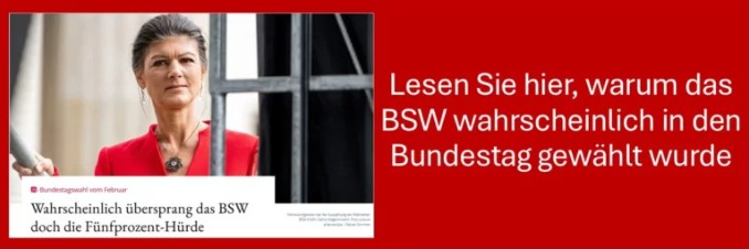 Das BSW übersprang wahrscheinlich die Fünfprozenthürde.