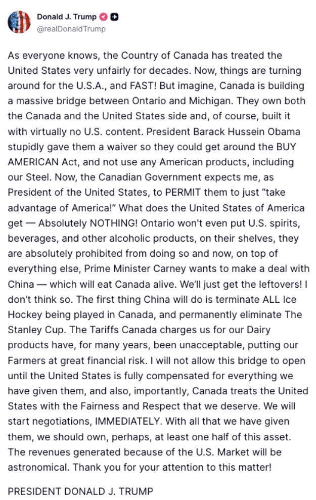 Mit diesem Betrag legt Trump im streit mit Kanada nach. Screenshot: JF