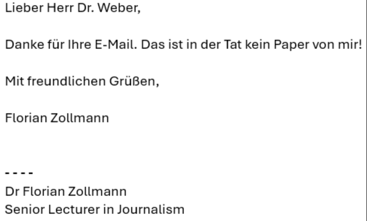 Der vermeintliche Autor Zollmann kennt die von Maas zitierte Quelle nicht. Screenshot: JF