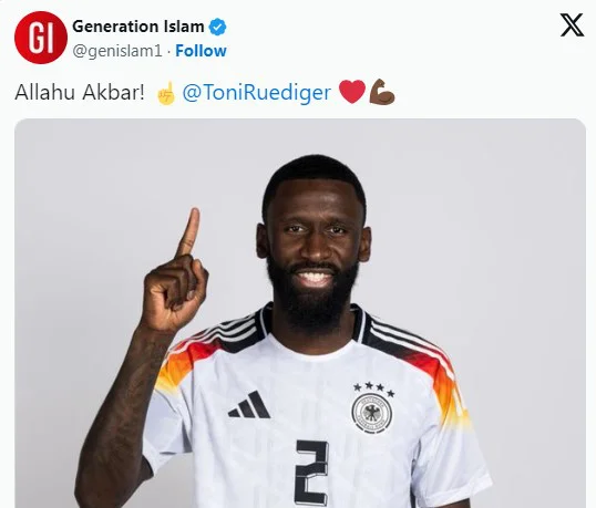 Antonio Rüdiger mit dem Islamisten-Finger. Screenshot: JF