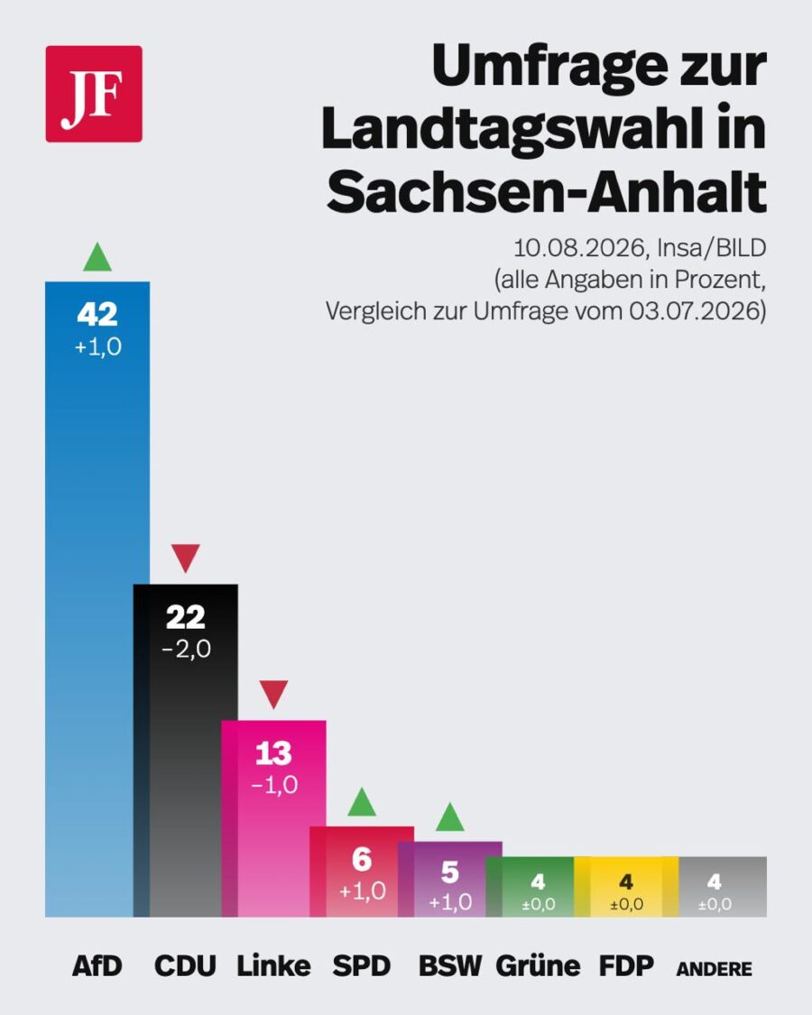 Die AfD zieht vier Wochen vor der Wahl in Sachsen-Anhalt immer weiter davon.