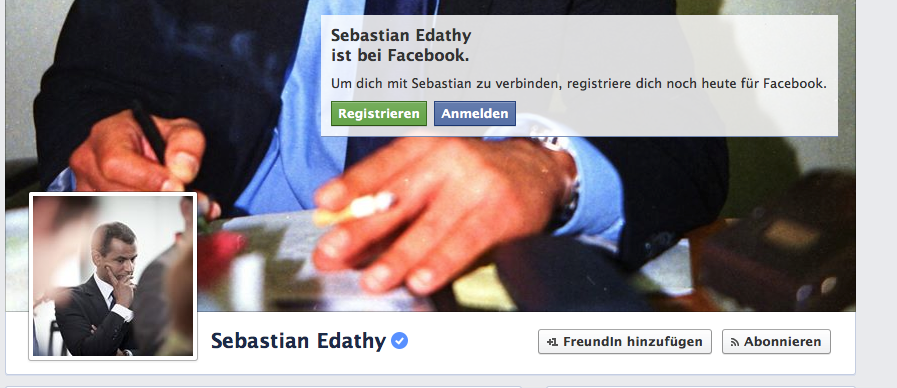 Sebastian Edathy auf Facebook
