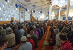 Betende Moslems in der Sultan-Selim-Moschee in Mannheim: Parallelwelten von Einwanderern Foto: picture alliance / dpa