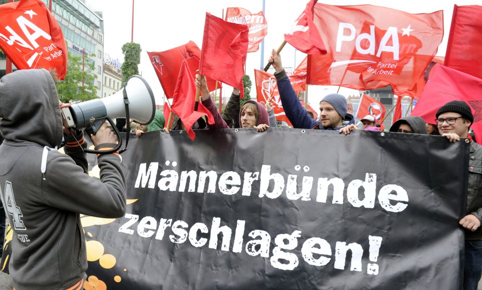 Linksextreme Demonstranten in Wien
