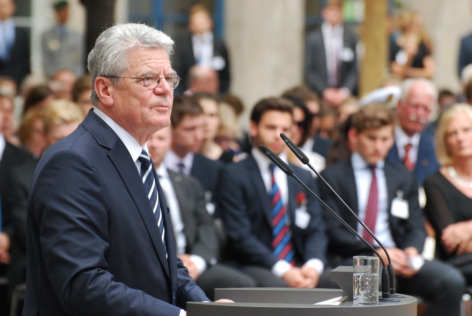 Bundespräsident Joachim Gauck bei der Gedenkfeier im Berliner Bendlerblock
