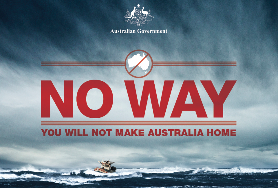 Plakat des australischen Grenzsschutzes