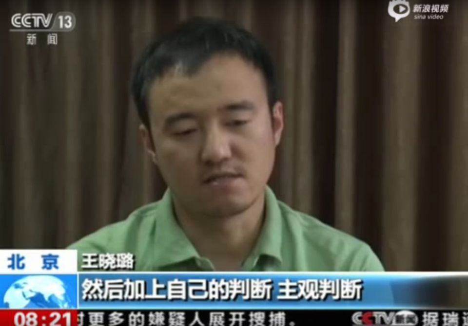 Wang Xiaolu bei seinem Auftritt im Staatsfernsehen Foto: CCTV