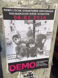 Aufruf zu linksradikaler Demo in Berlin (Feburar 2016) Foto: rg