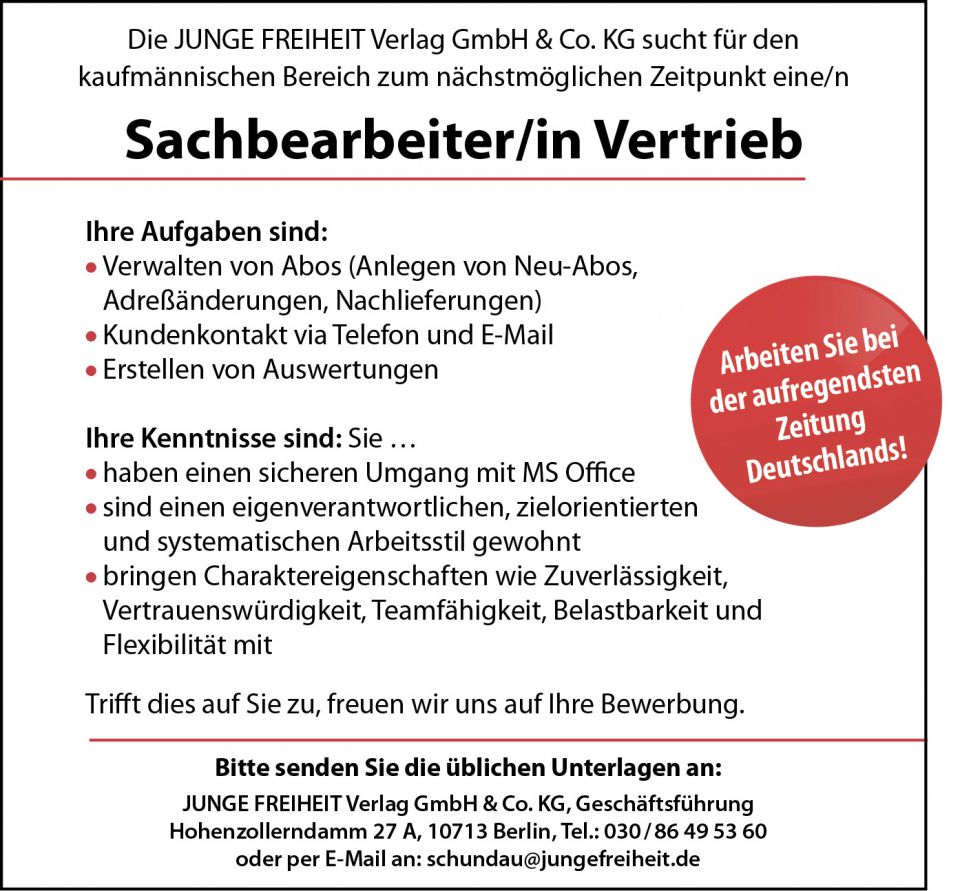 Stellenangebote – JUNGE FREIHEIT
