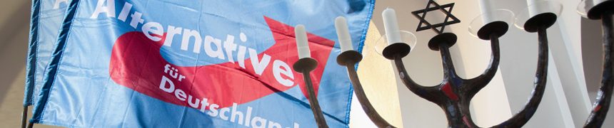 AfD-Fahne und Menora