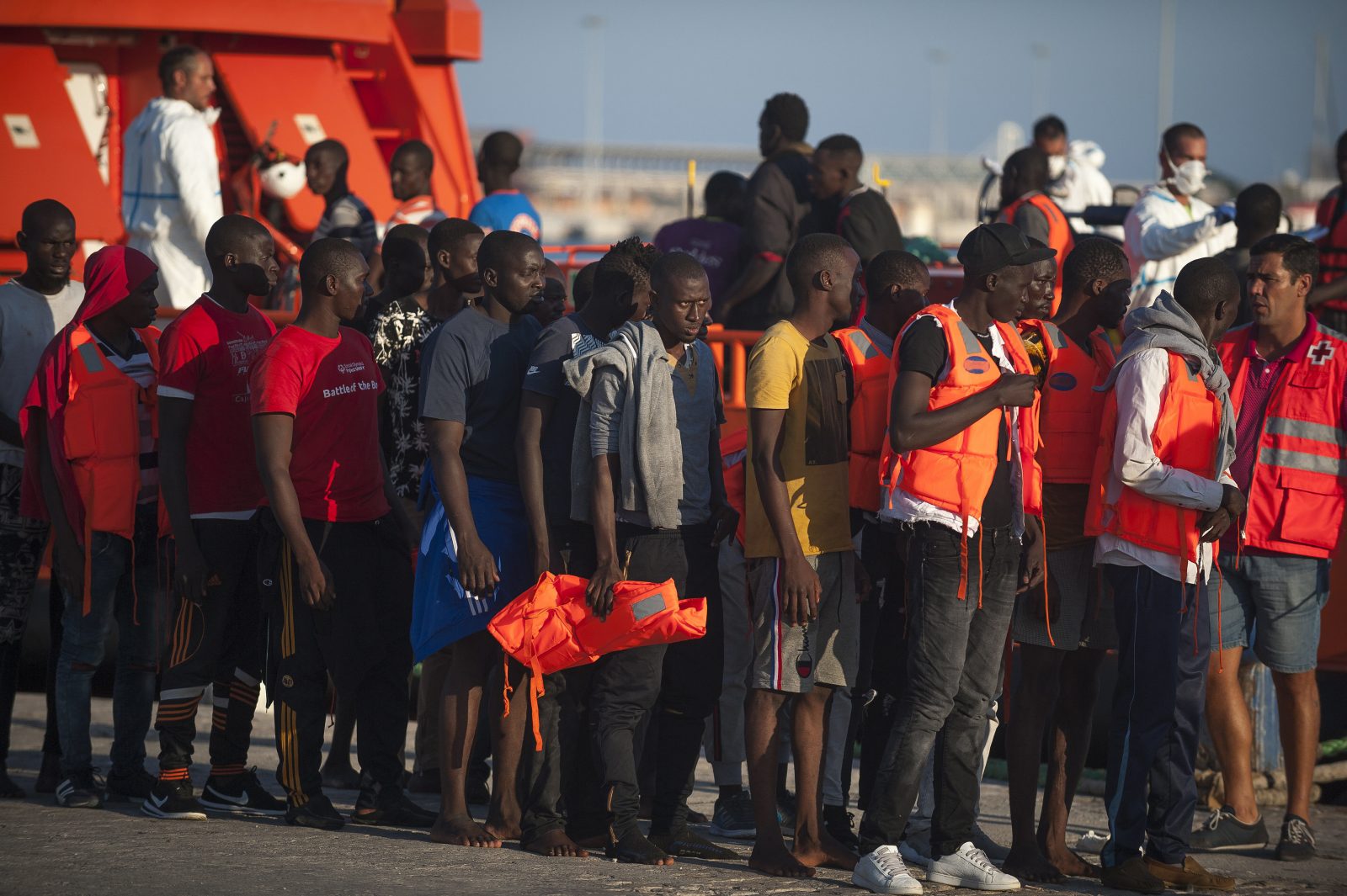 121 migrants rescued at port Malaga, Spain - 21 Sept 2018