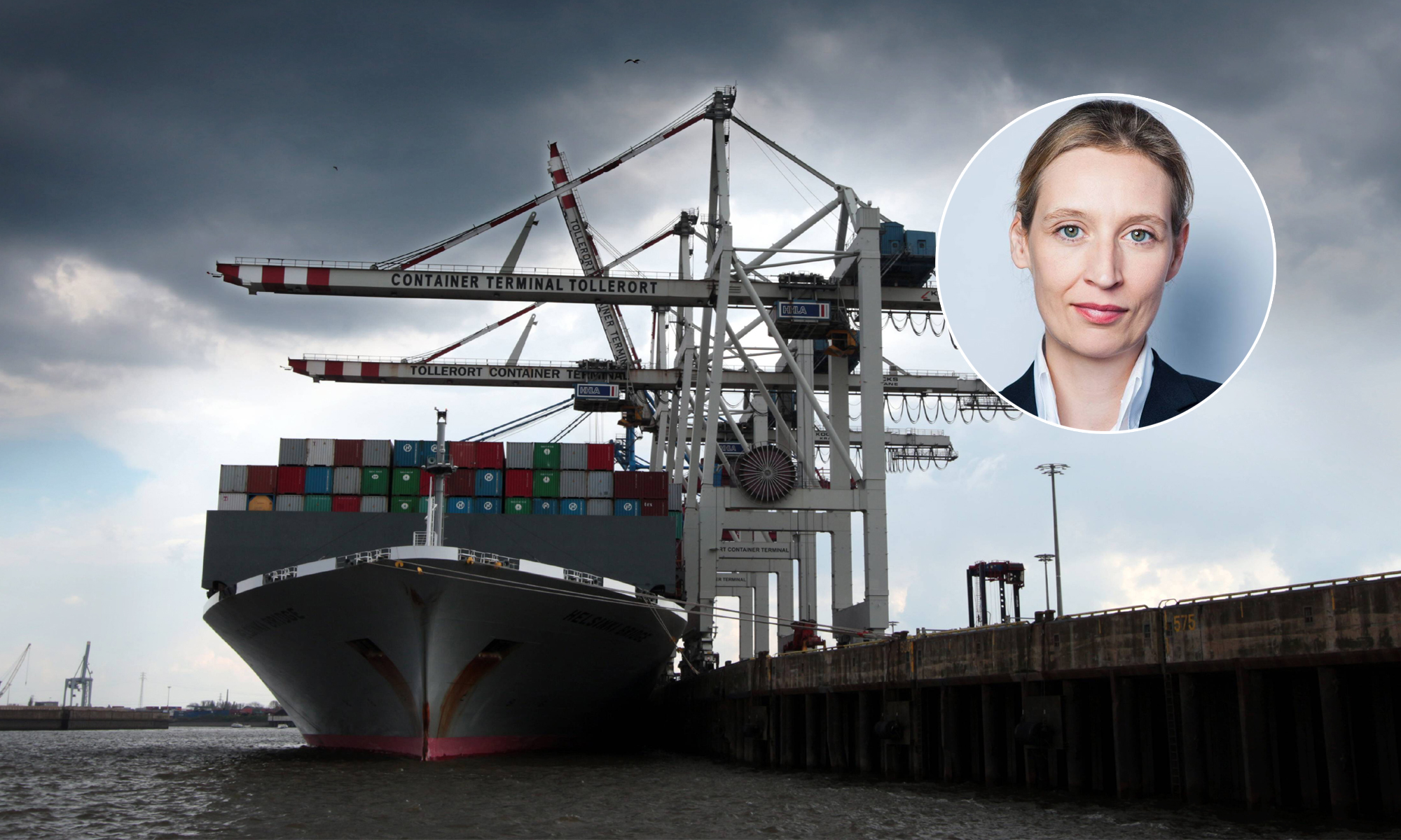 Alice Weidel, Containerschiff im Kai