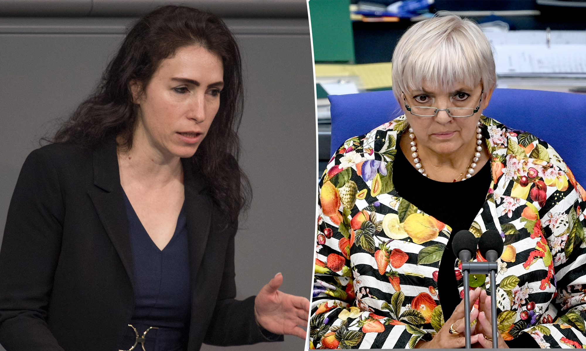 Mariana Harder-Kühnel (AfD, l.) und Claudia Roth (Grüne)