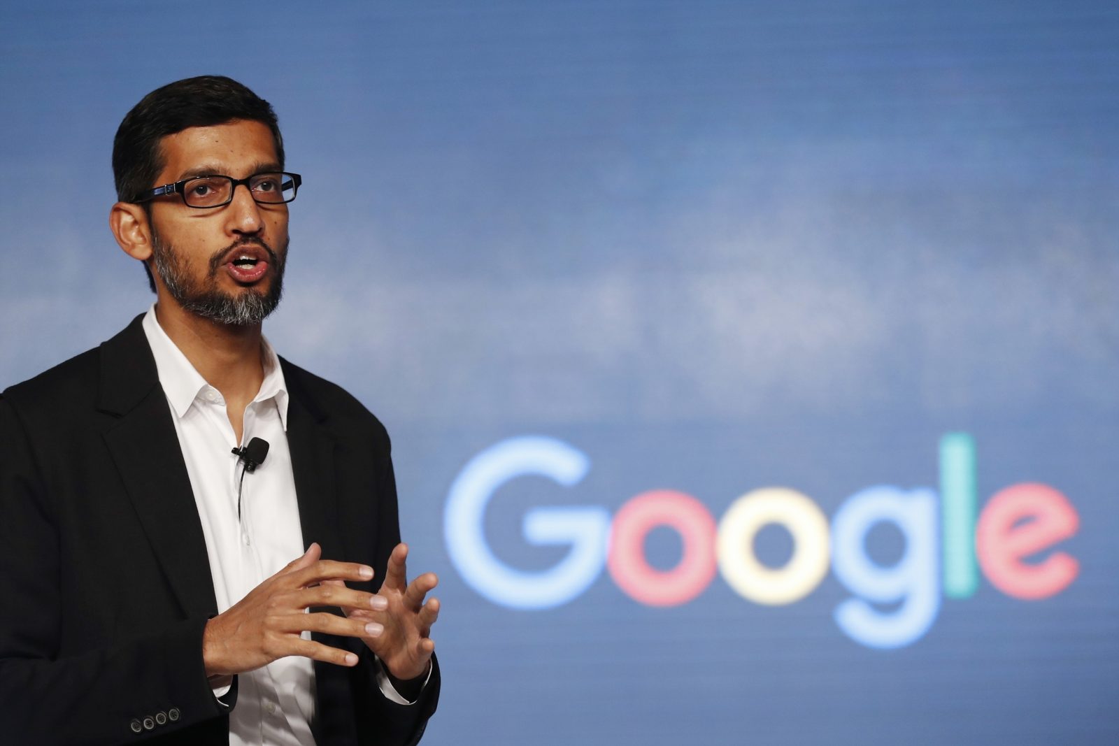 Google-Chef Sundar Pichai: Sein Unternehmen wird vom US-Justizministerium verklagt Foto: picture alliance / AP Photo