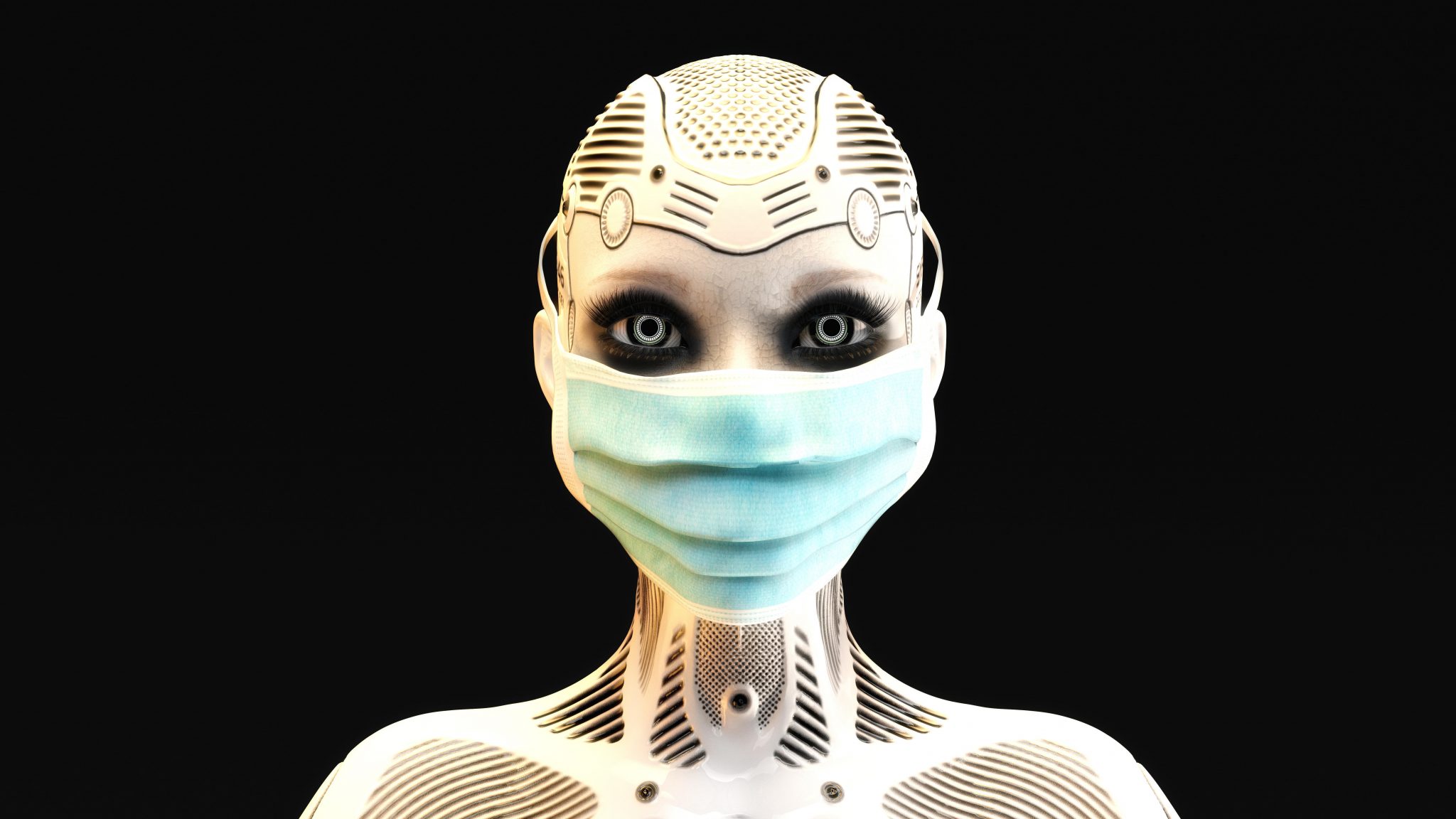 3D-Illustration eines Mischwesens aus Mensch und Maschine