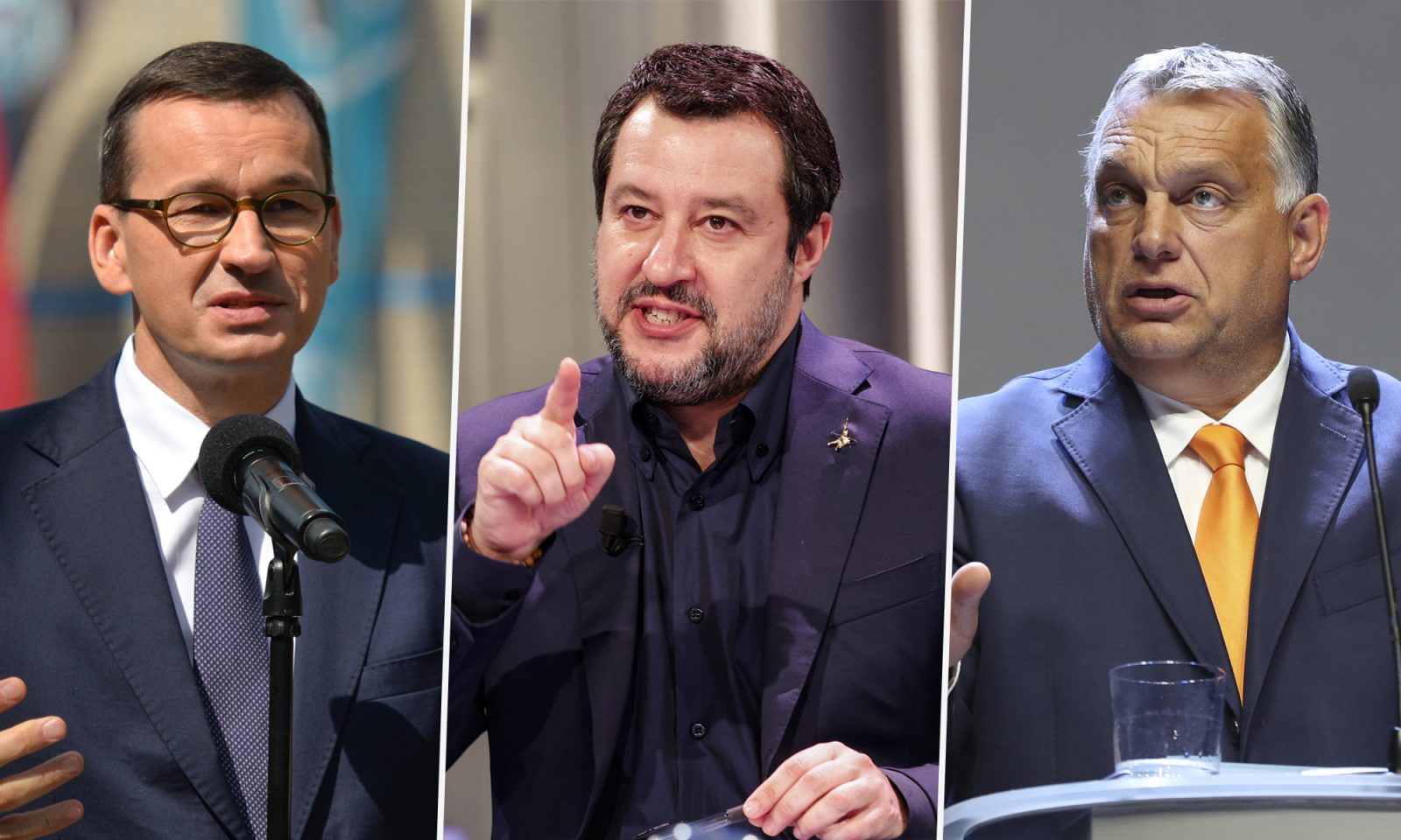 Mateusz Morawiecki (PiS, l.), Matteo Salvini (Lega) und Viktor Orbán (Fidesz): Treffen in naher Zukunft