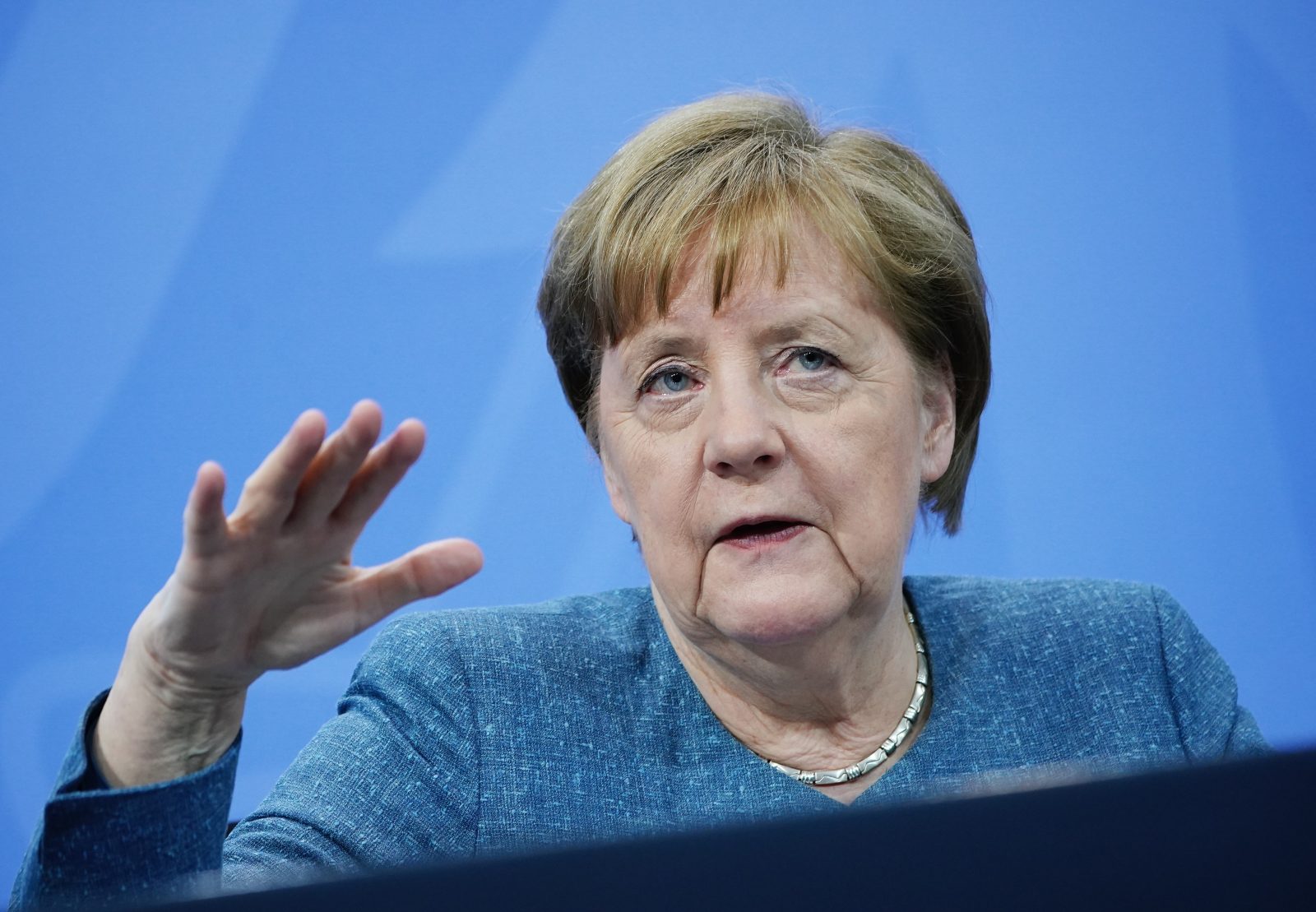 Bundeskanzlerin Angela Merkel (CDU) auf Pressekonferenz beim Impfgipfel