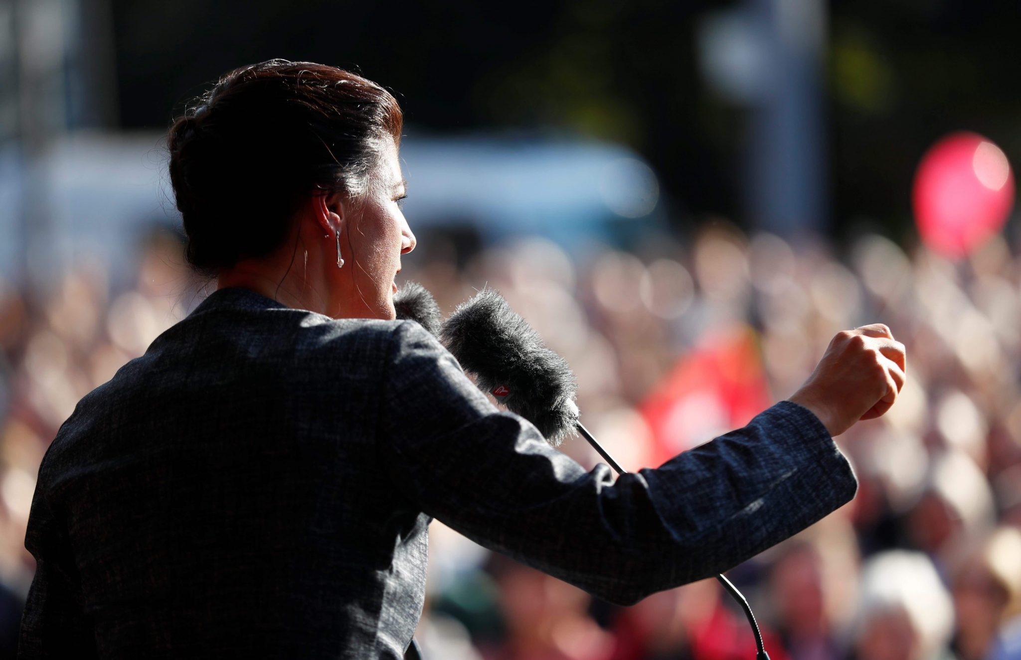 Sahra Wagenknecht als Spitzenkandidatin der Linkpartei im Bundestagswahlkampf