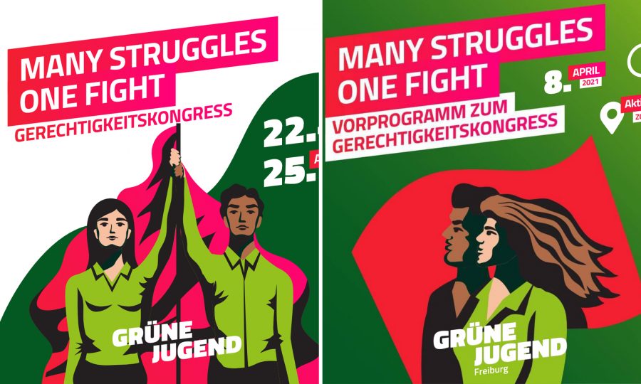 Werbebanner für den „Gerechtigkeitskongreß“ der Grünen Jugend und der Grünen Jugend Freiburg
