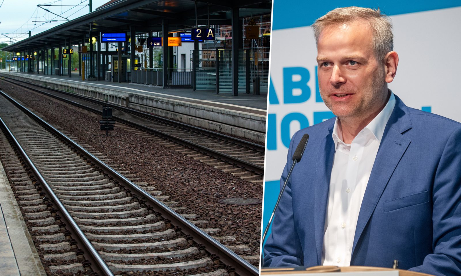 Schweriner Bahnhof, AfD-Landeschef von Mecklenburg-Vorpommern, Leif-Erik Holm