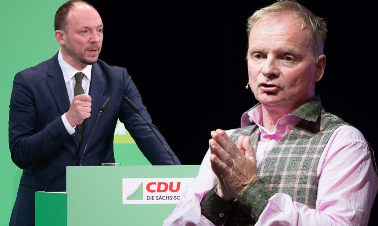 CDU-Politiker Marco Wanderwitz (l.) und Uwe Steimle