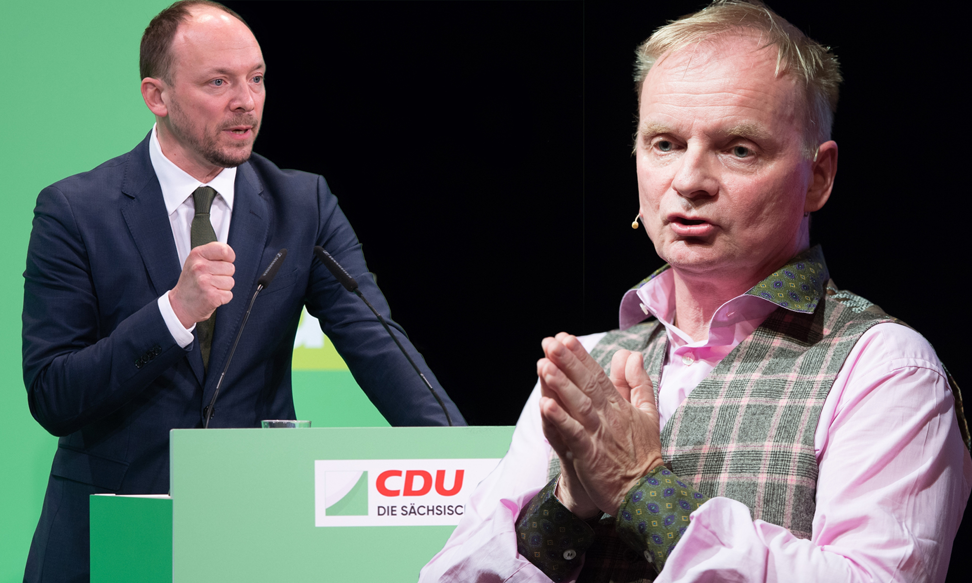 CDU-Politiker Marco Wanderwitz (l.) und Uwe Steimle