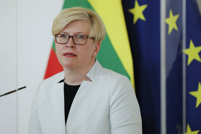 Litauens Premierministerin Ingrida Šimonytė bittet die EU um Hilfe angesichts steigender Migrantenzahlen Foto: picture alliance / ASSOCIATED PRESS | Lisa Leutner