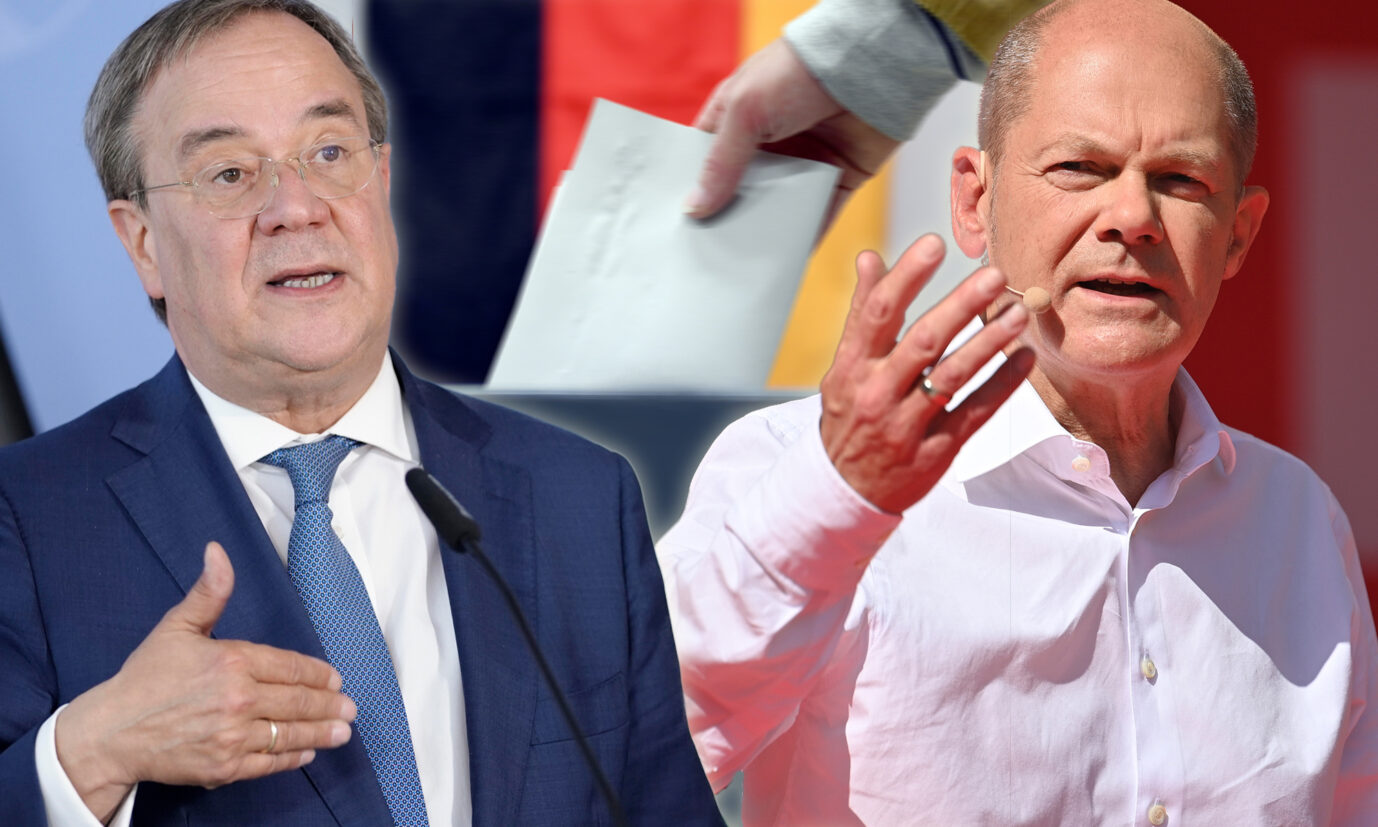 Unions-Kanzlerkandidat Armin Laschet und sein Kontrahent von der SPD, Olaf Scholz