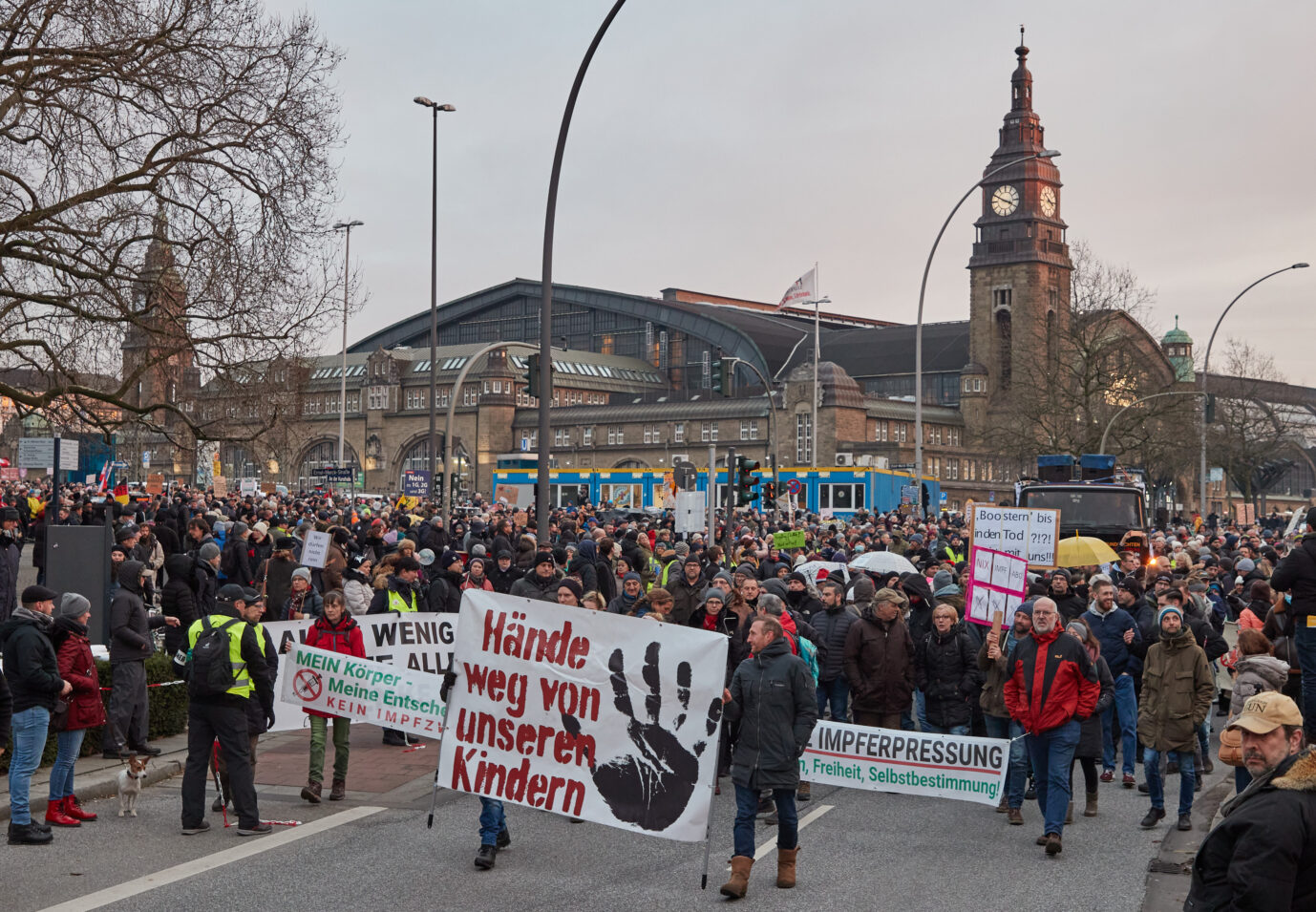 Teilnehmer der Corona-Demonstration in Hamburg Foto: picture alliance/dpa | Georg Wendt