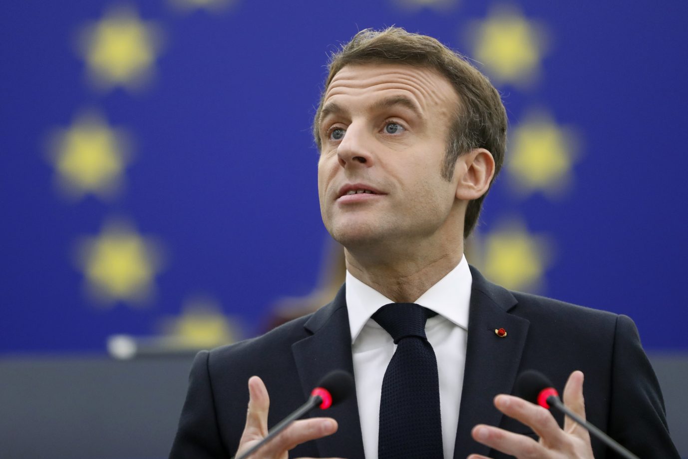 Frankreichs Präsident Emmanuel Macron während seiner Rede im EU-Parlament in Straßburg