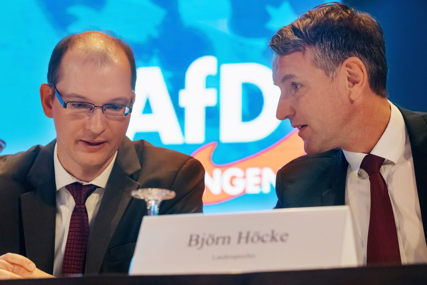 Die AfD-Landeschefs in Thüringen, Stefan Möller (links) und Björn Höcke