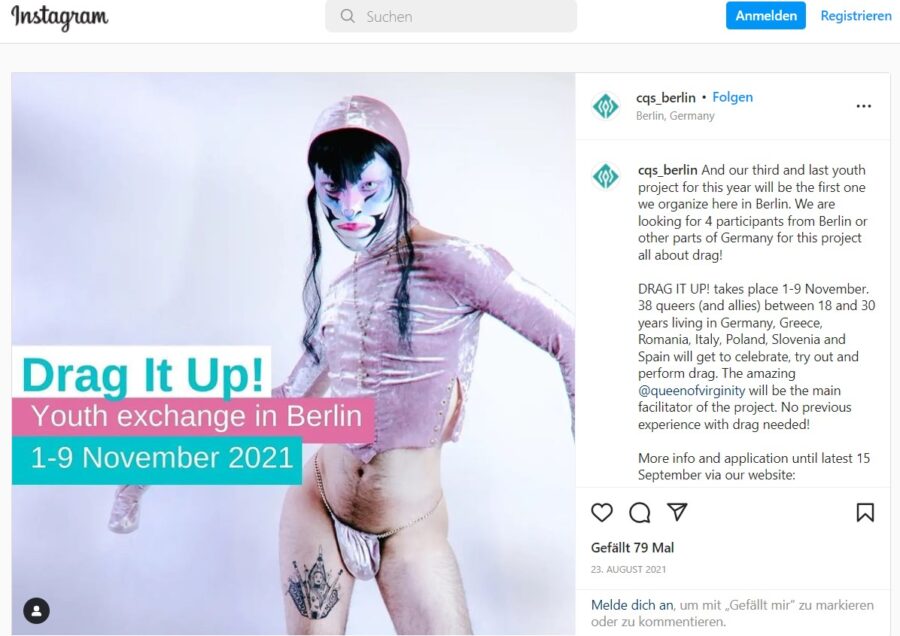Werbebild für den Workshop "Drag it up" Foto: Screenshot instagram 