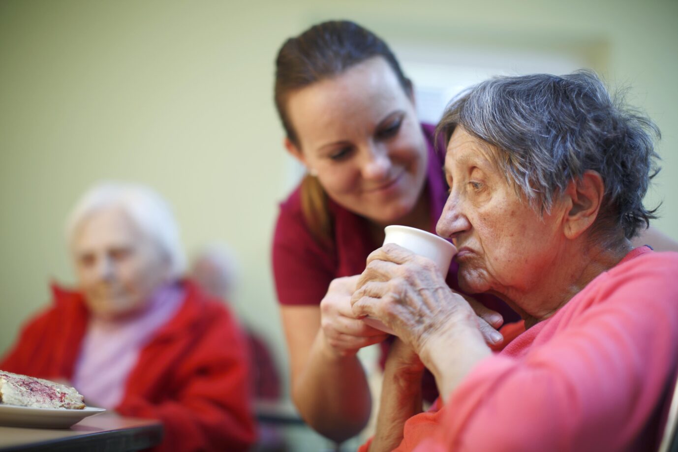 Frau hilft Seniorin: Eine menschenwürdige Betreuung ist ohne die ehrenamtlichen Helfer schlichtweg nicht mehr machbar