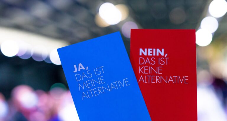 Stimmzettel auf AfD-Parteitag: Die Partei muß sich ihren Problemen stellen Foto: picture alliance/dpa | Moritz Frankenberg