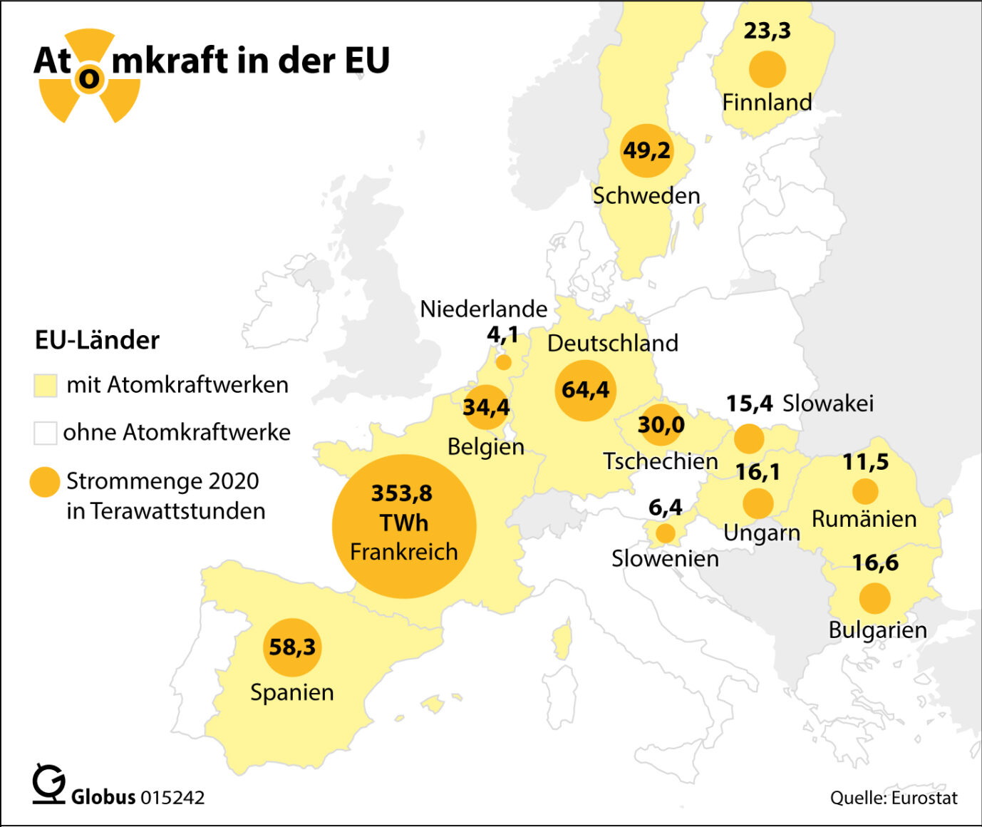 Atomkraft in der EU: Energieminister aus zehn Staaten Foto: picture alliance/dpa/dpa-infografik GmbH | dpa-infografik GmbH