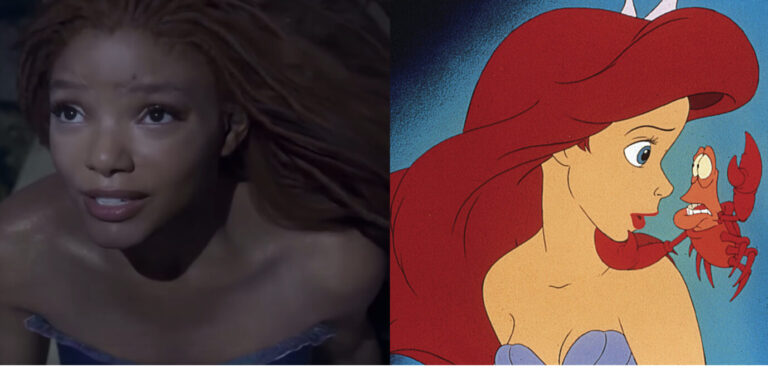 Halle Bailey als die „kleine Meerjungfrau“ in der gleichnamigen Disney Neuverfilmung und die Arielle des Zeichentrickfilms von 1989