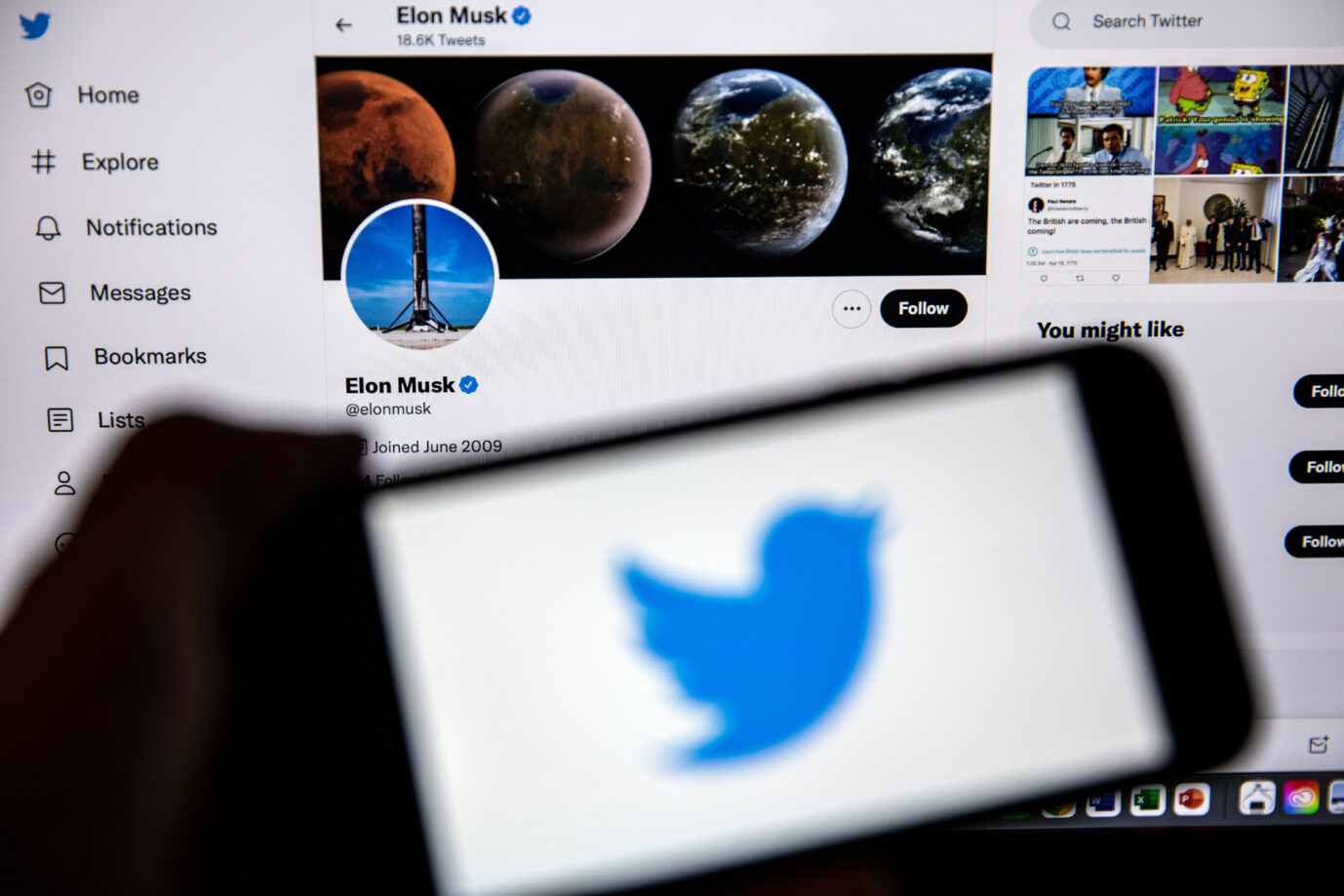 Twitter-Vogel und das Konto von Elon Musk: Nachdem der Tesla-Gründer das soziale Netzwerk übernommen hat, wenden sich woke Linke beleidigt von Twitter ab. Sie sehnen sich nicht nach Freiheit