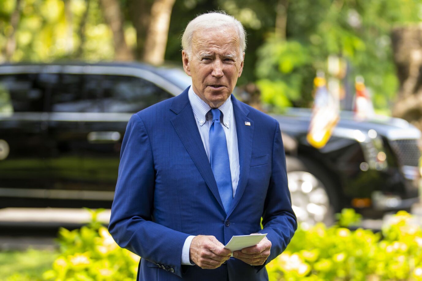 US-Präsident Joe Biden während seines Statements zu den Explosionen in Polen auf Bali.