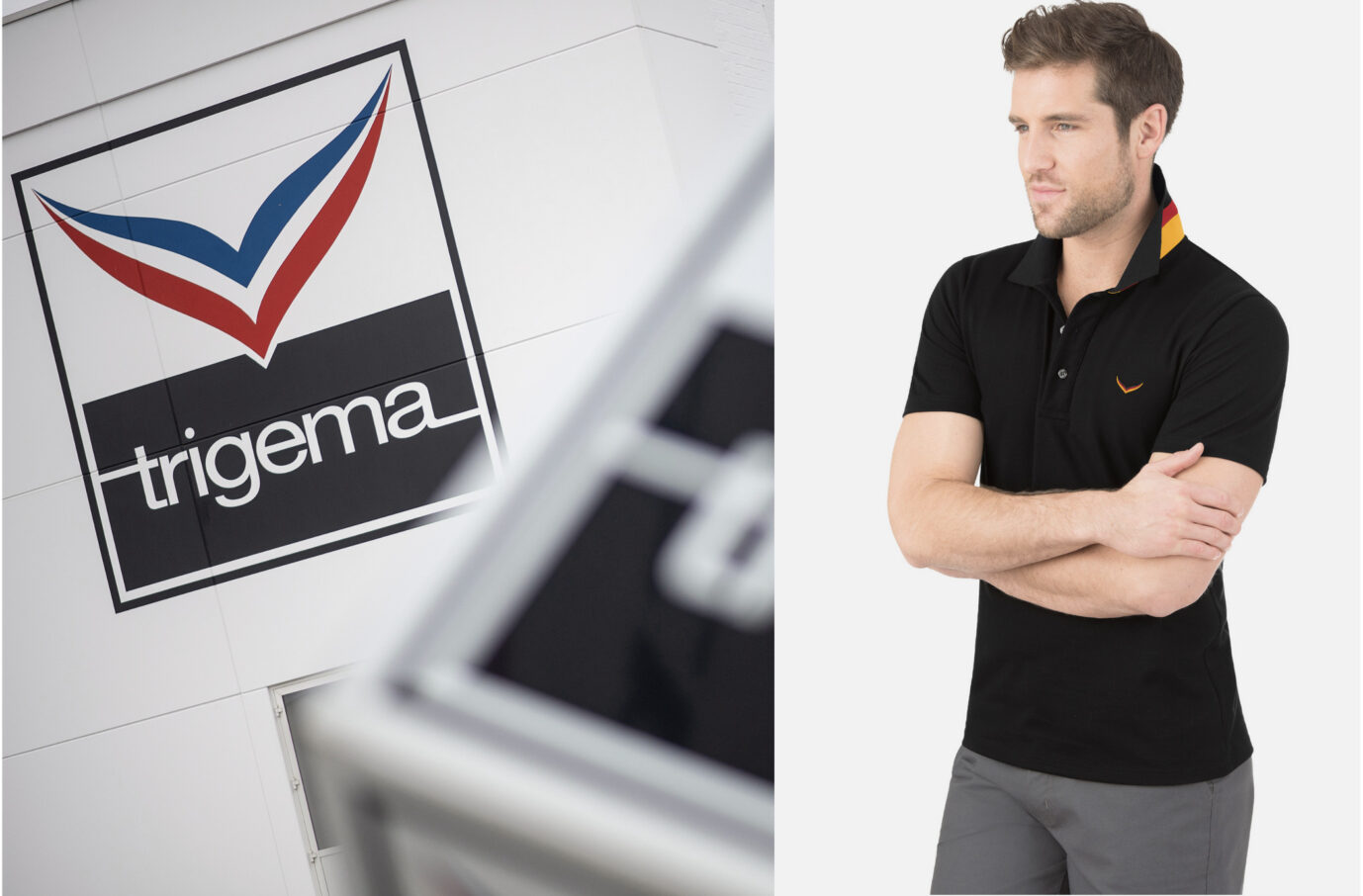 Trigema Logo und Poloshirt: Das Unternehmen gibt an, stolz auf Deutschland zu sein