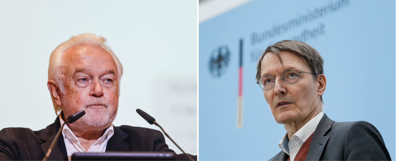 Links im Bild befindet sich FDP-Vizevorsitzender Wolfgang Kubicki, rechts im Bild ist Gesundheitsminister Karl Lauterbach (SPD).