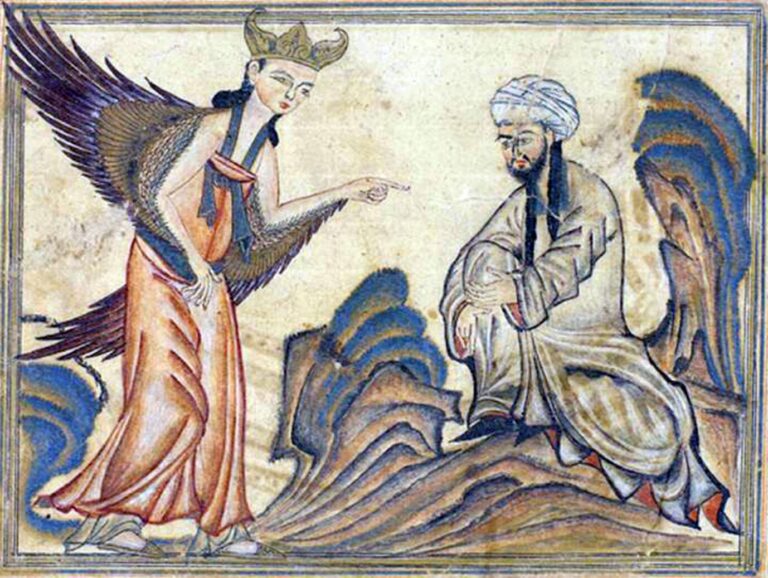 Das Gemälde aus dem 14. Jahrhundert zeigt, wie Mohammed die Koranoffenbarung vom Engel Gabriel erhält. Einer Professorin wird Islamophobie vorgeworfen.