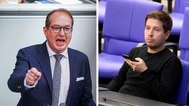 Nach Silvester-Krawallen: CSU-Landesgruppenchef Alexander Dobrindt (links) will Berlin Gelder aus dem Länderfinanzausgleich kürzen. SPD-Generalsekretär Kevin Kühnert ist dagegen.