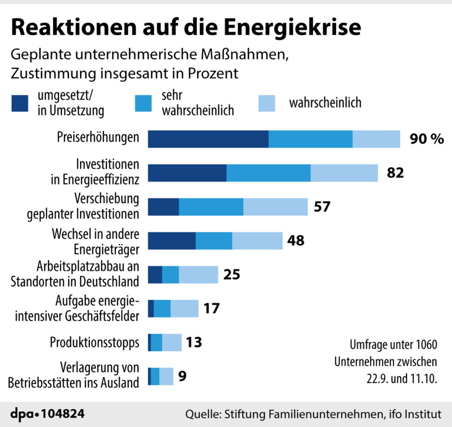 Umfrage zur Reaktion von Unternehmen auf die Energiekrise