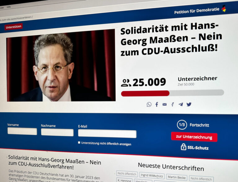 Hans Georg Maaßen erhält durch eine Petition gegen seinen CDU-Ausschluß Unterstützung von 25.000 Unterzeichnern