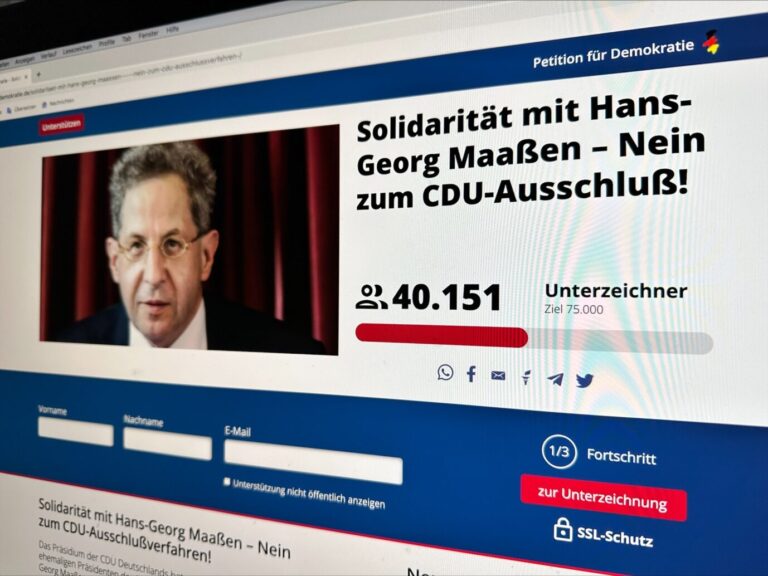 Hans Georg Maaßen erhält durch eine Petition gegen seinen CDU-Ausschluß Unterstützung von 40.000 Unterzeichnern