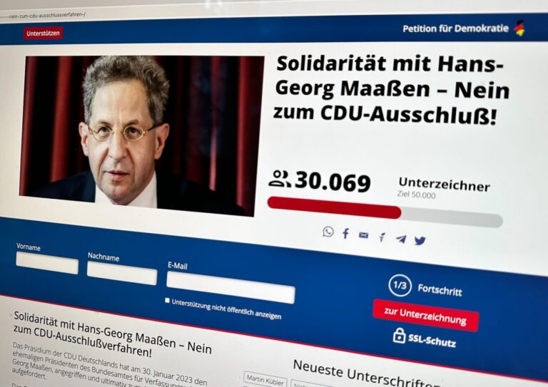 Hans Georg Maaßen erhält durch eine Petition gegen seinen CDU-Ausschluß Unterstützung von 30.000 Unterzeichnern