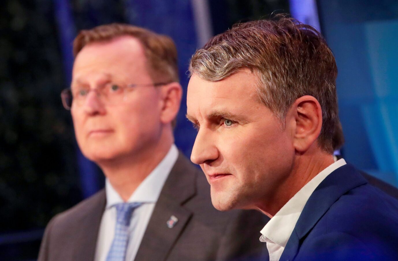 Bodo Ramelow und Björn Höcke bei einer Debatte nach der Landtagswahl in Thüringen.