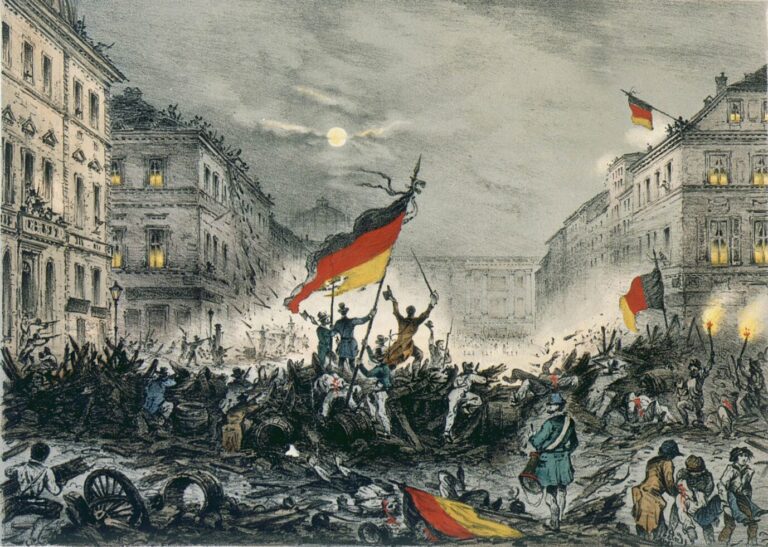 Kämpfe des preußischen Militärs mit Aufständigen Berlin im März 1848