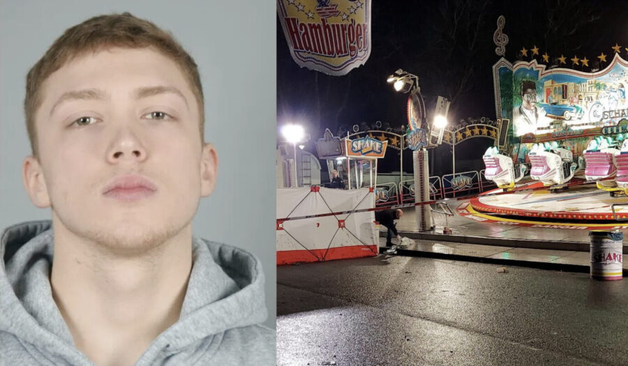Der Tatverdächtige Yevgeni A. (links) und der Tatort in Münster (rechts). Die Polizei fahndet nach dem 21Jährigen Kasachen, der einen Familienvater mit einem Messer ermordet haben soll.